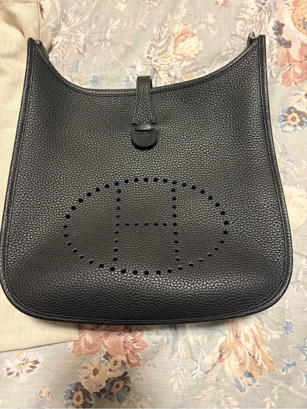 Hermes Black Perforated H Evelyne 29 Crossbody Bag